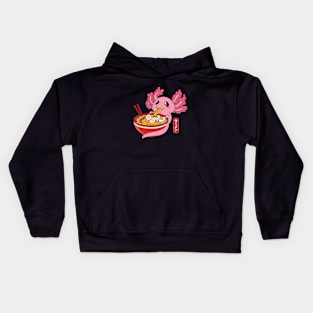 Axolotl Eating Ramen Noodles Kids Hoodie